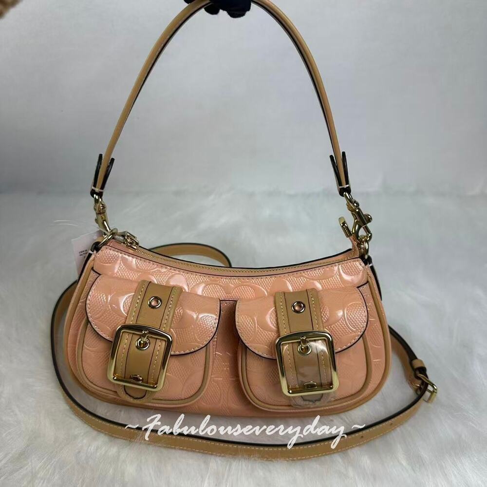 Coach Ashton Shoulder Bag Crossbody Signature Leather/Gold/Faded Blush CER19 NWT